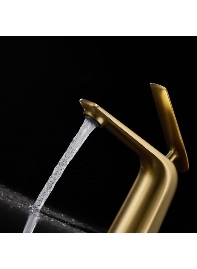 واي دي صنبور حوض حمام عصري بمقبض واحد، صنبور خلاط حوض طويل، يُثبت على سطح الحوض، يتميز بتدفق مياه سلس، سهل التركيب. - Image 5